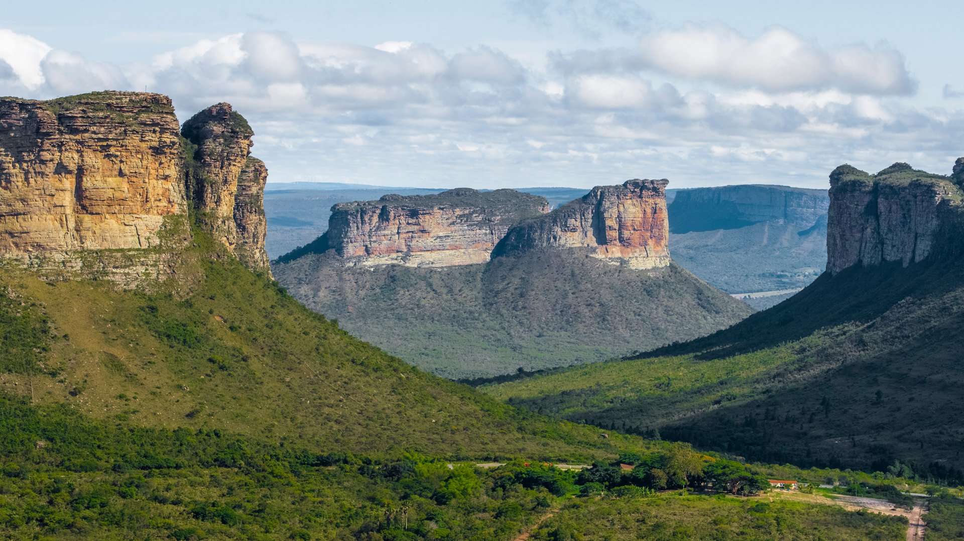 Table mountains and green valleys of Chapada Diamantina National Park in Bahia