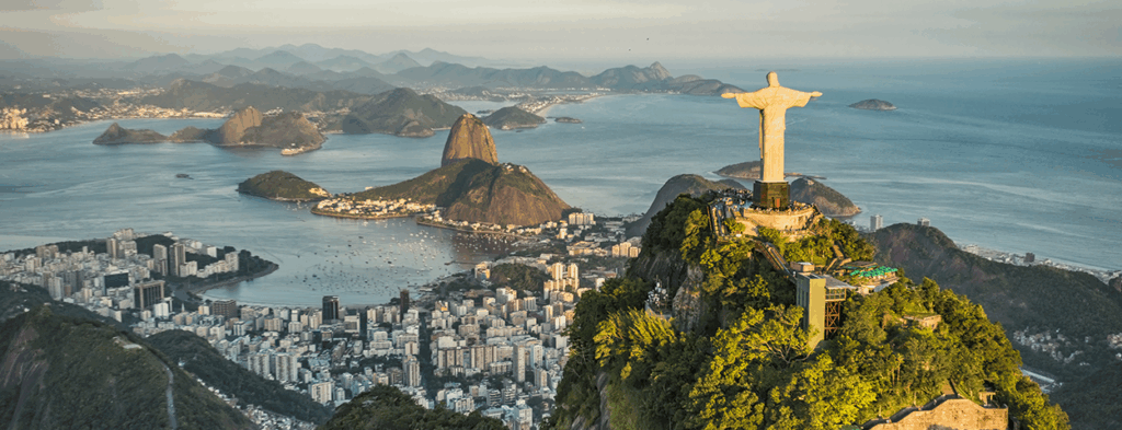 Christ the Redeemer overlooking Rio de Janeiro, Sugarloaf Mountain and Guanabara Bay